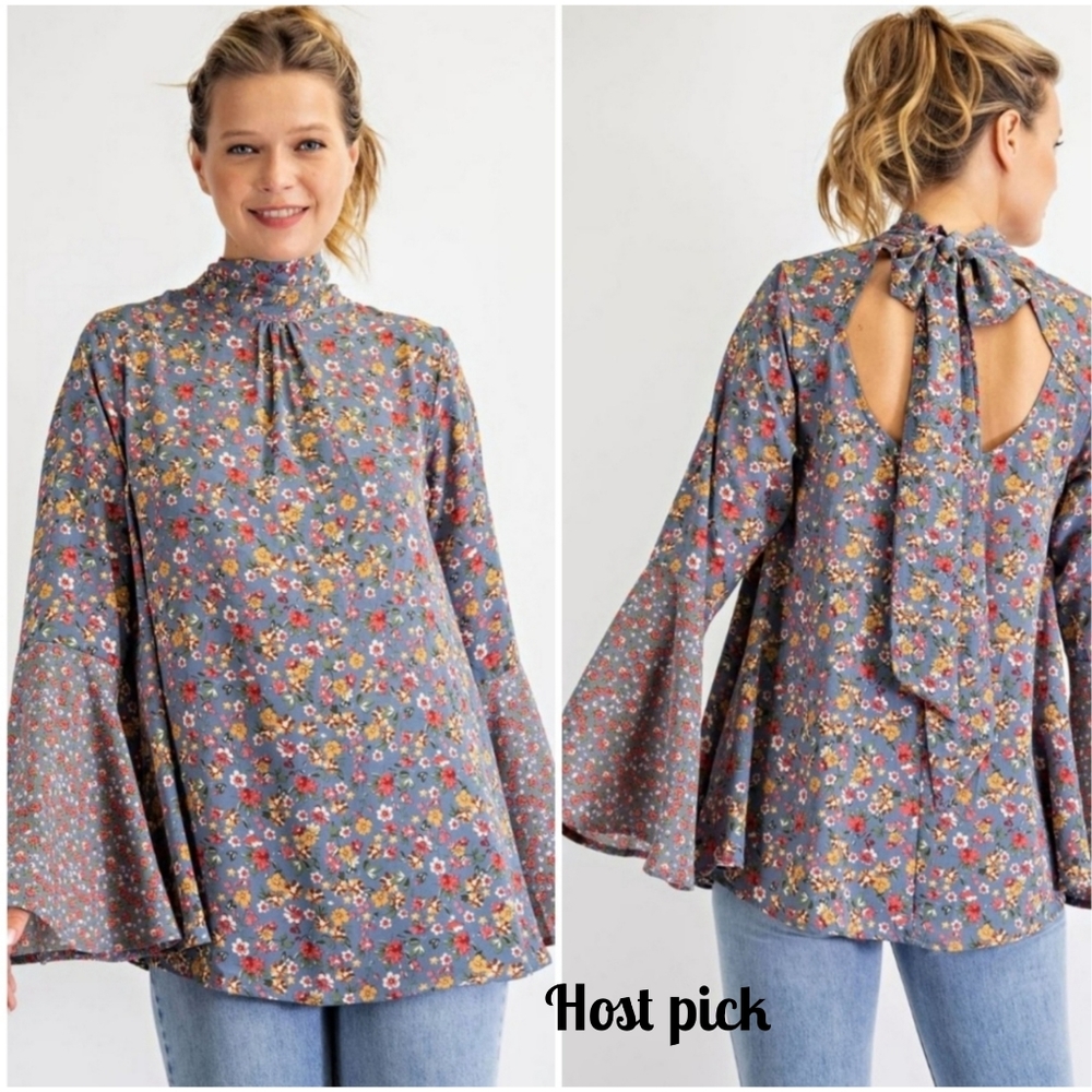 EASEL ABOVE ALL ELSE FLORAL PRINT TOP